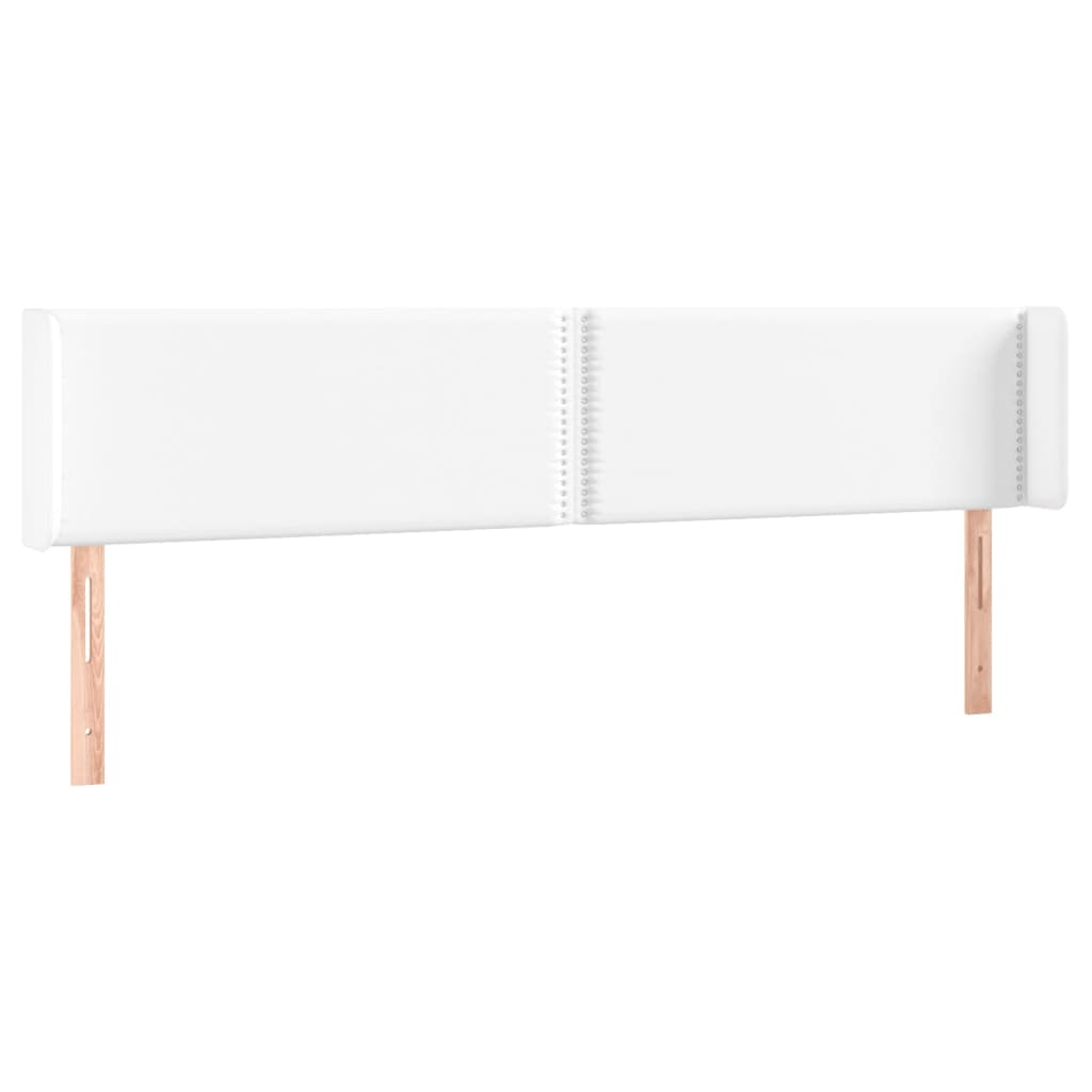 sengegavl med kanter 203x16x78/88 cm kunstlæder hvid