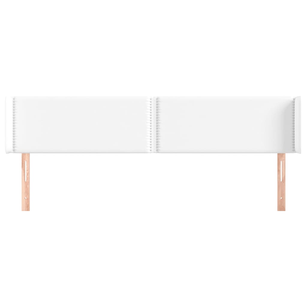 sengegavl med kanter 203x16x78/88 cm kunstlæder hvid
