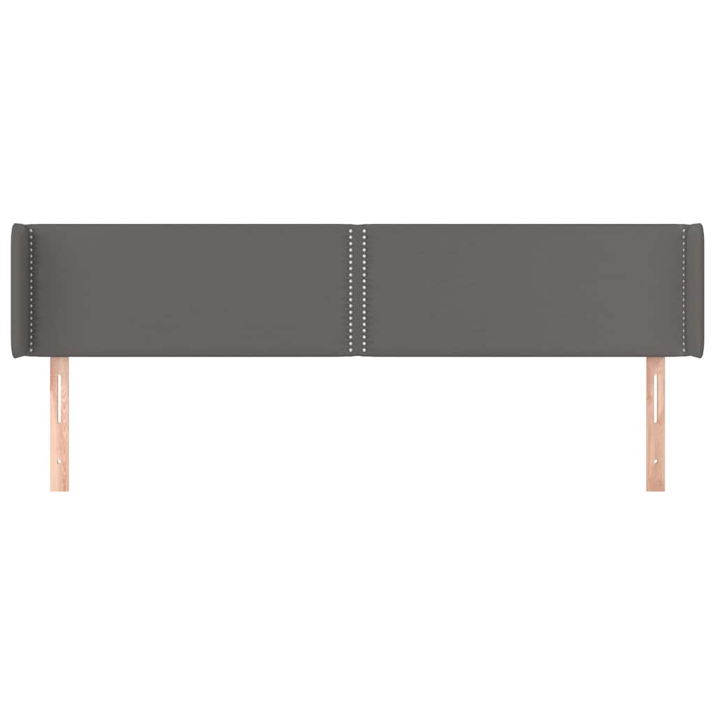 sengegavl med kanter 203x16x78/88 cm kunstlæder grå