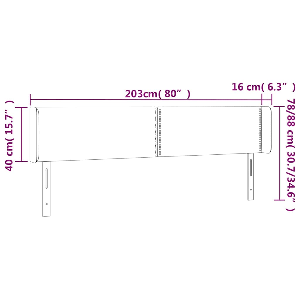 sengegavl med kanter 203x16x78/88 cm kunstlæder grå