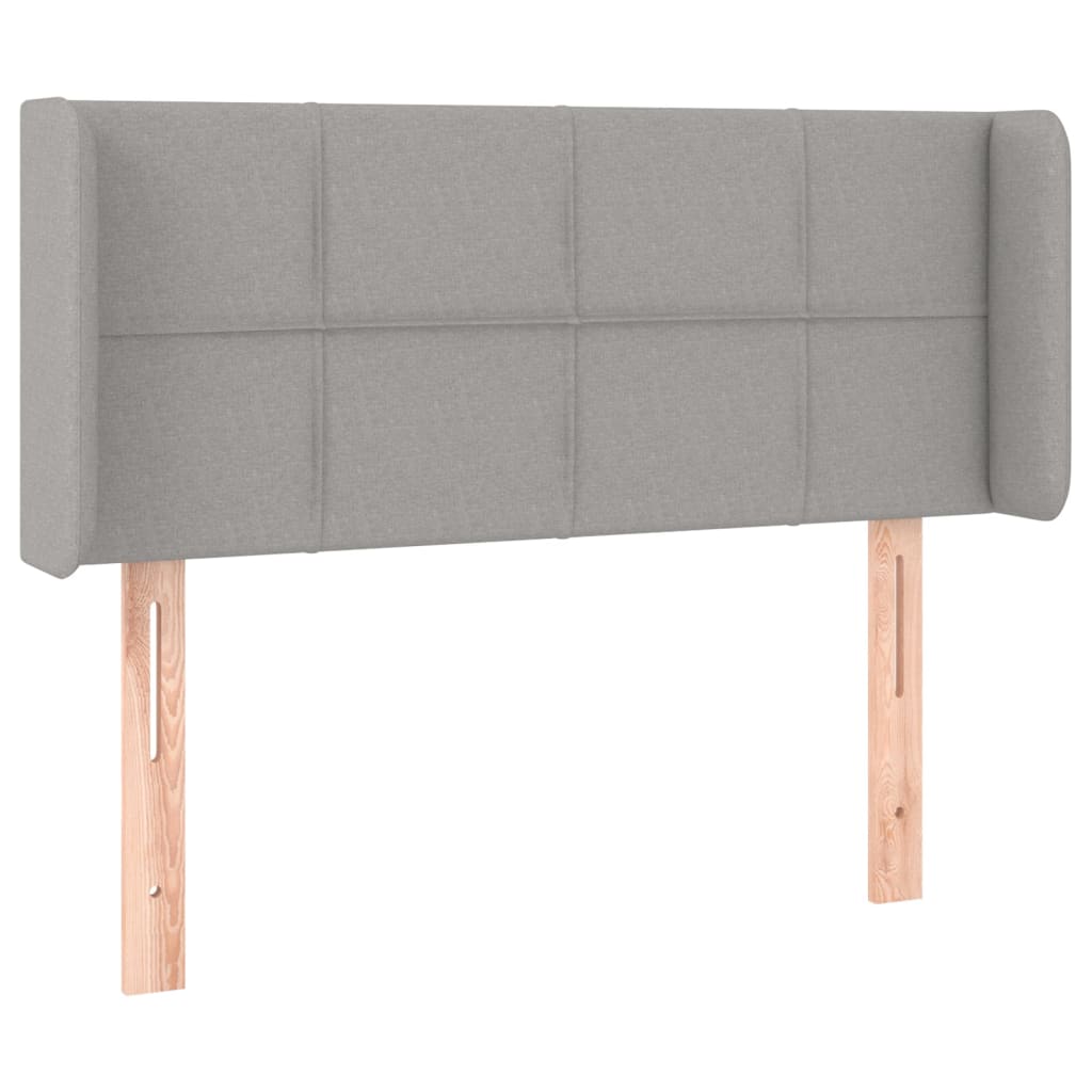 sengegavl med kanter 83x16x78/128 cm stof lysegrå
