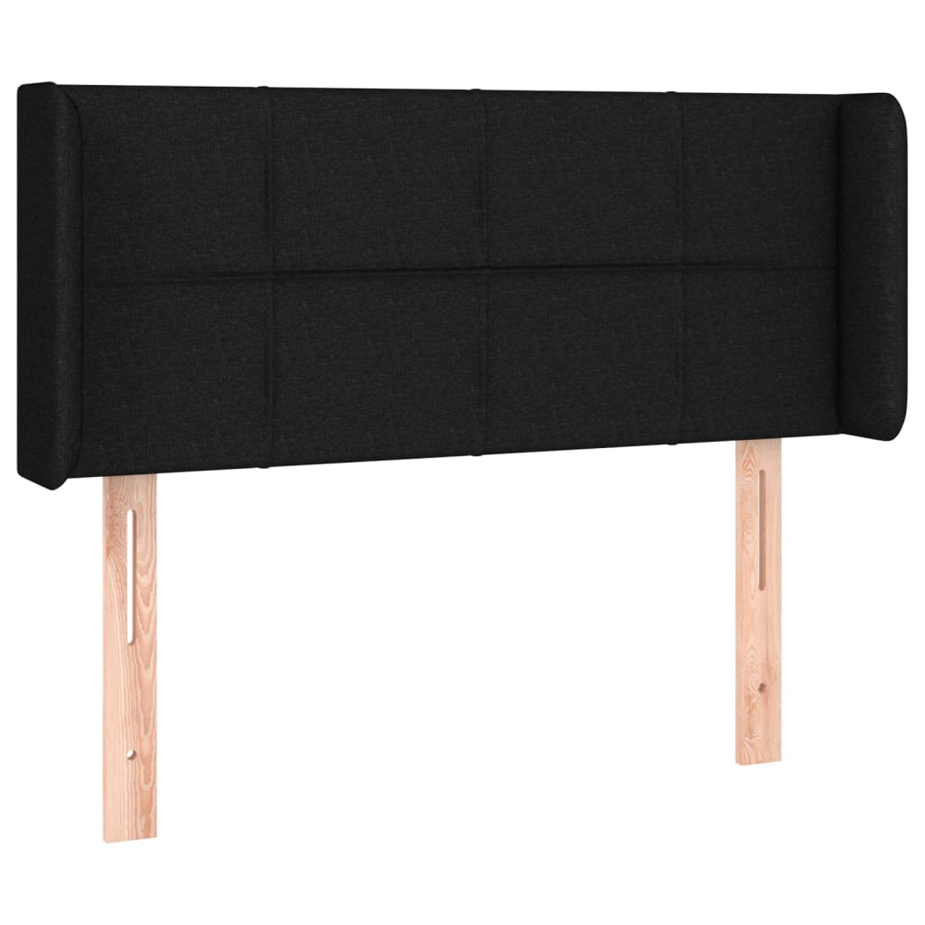 sengegavl med kanter 83x16x78/128 cm stof sort