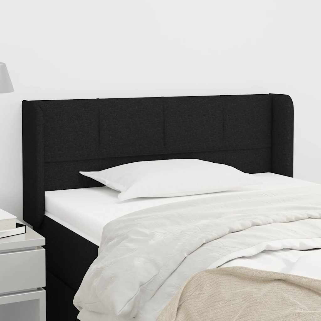 sengegavl med kanter 83x16x78/128 cm stof sort
