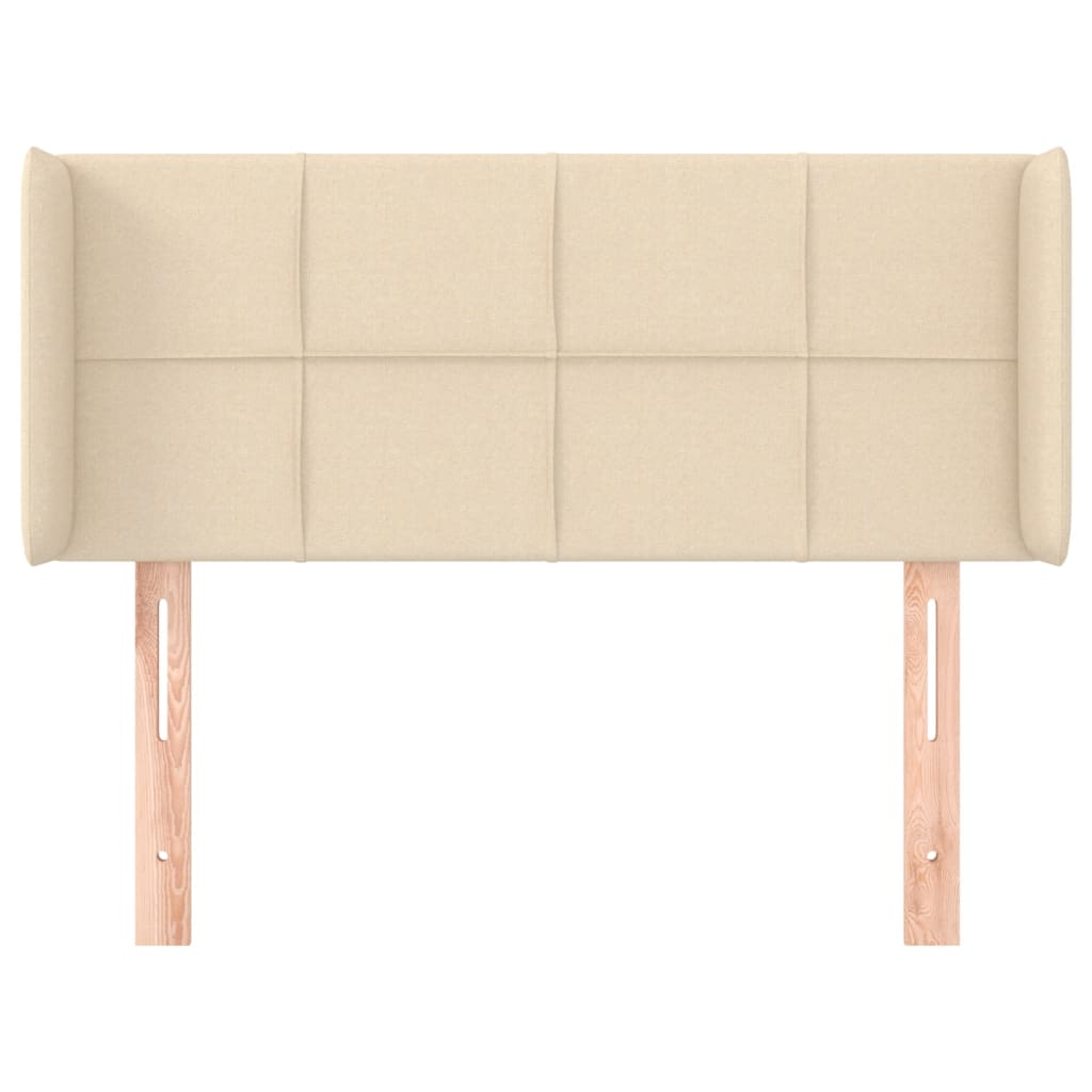sengegavl med kanter 83x16x78/128 cm stof cremefarvet