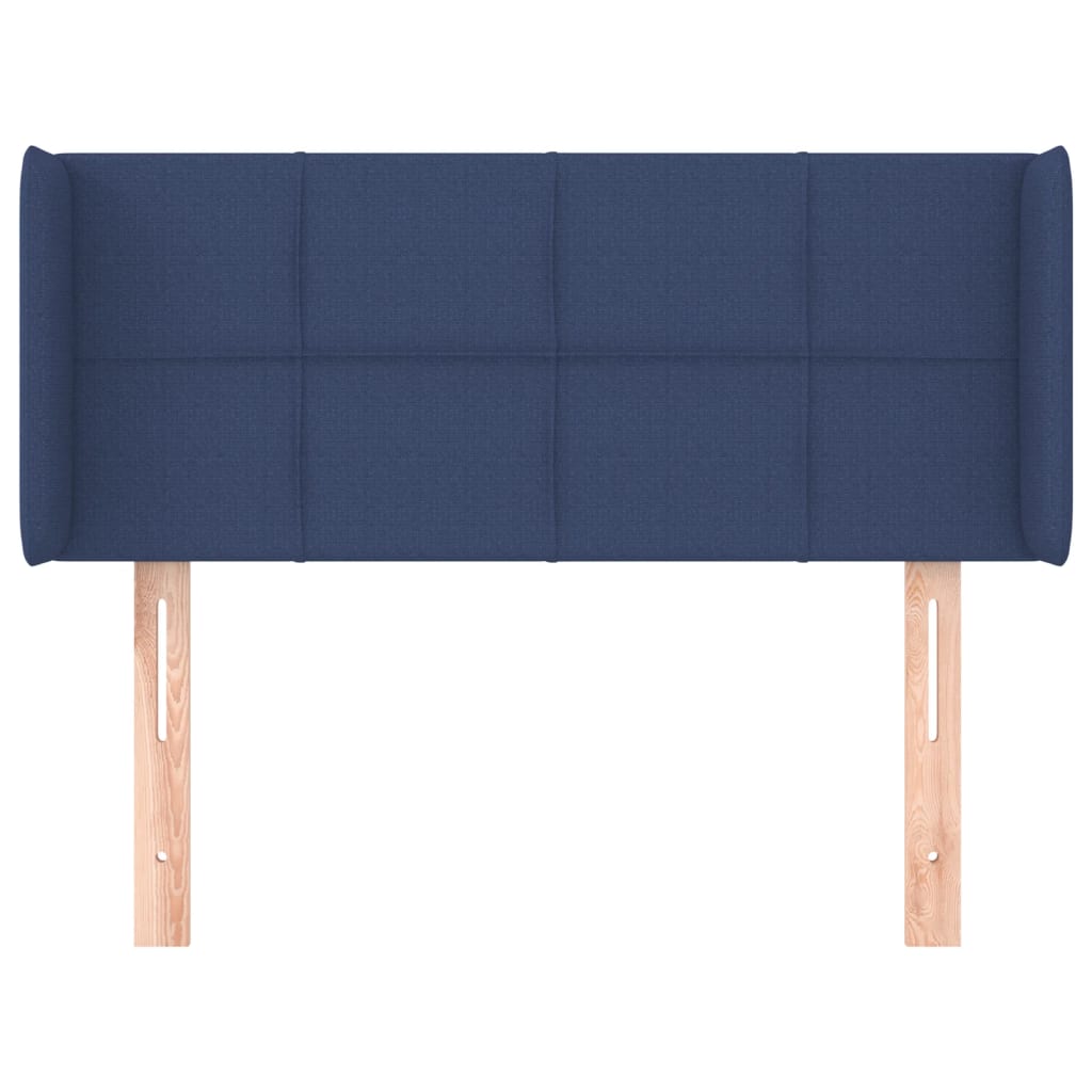 sengegavl med kanter 83x16x78/128 cm stof blå