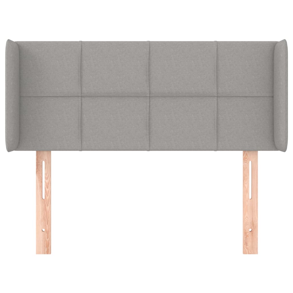 sengegavl med kanter 93x16x78/128 cm stof lysegrå