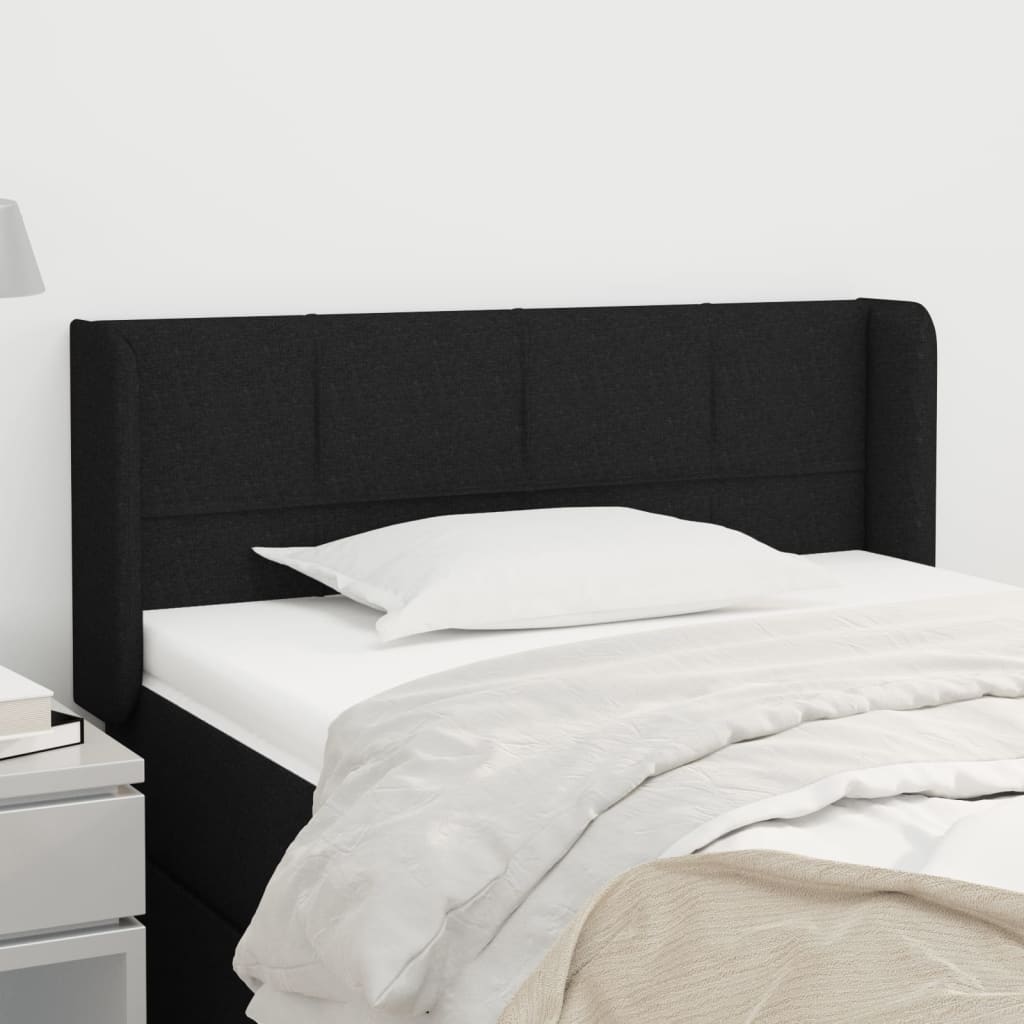 sengegavl med kanter 103x16x78/88 cm stof sort