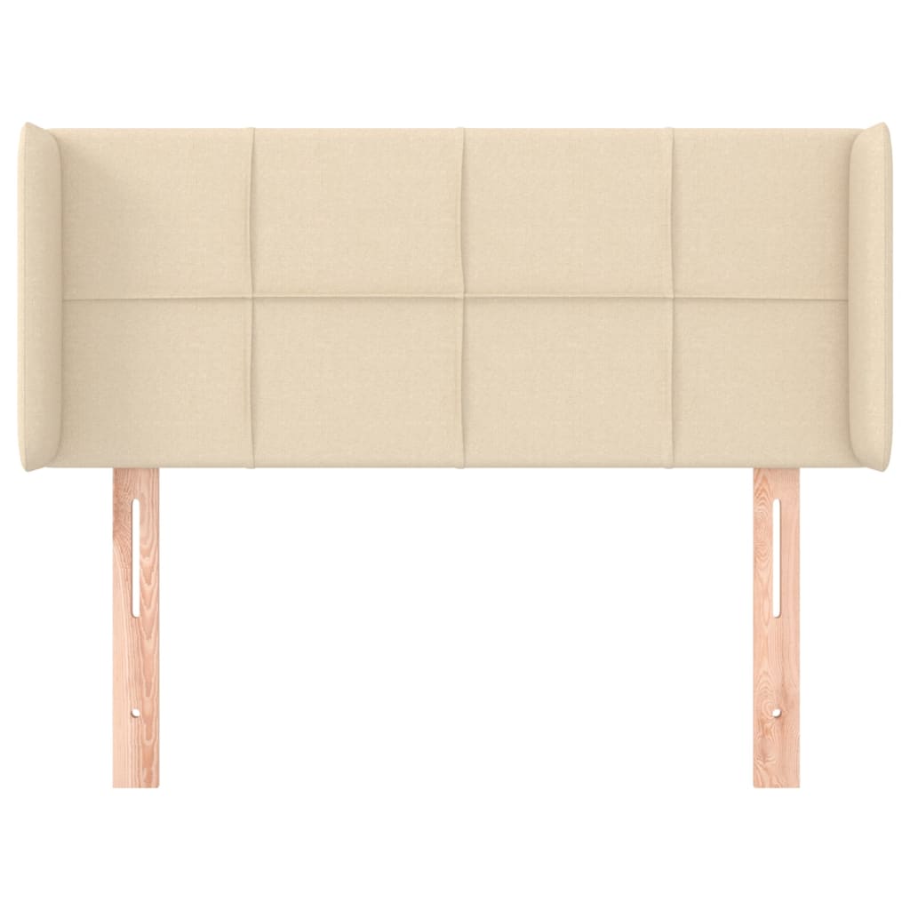 sengegavl med kanter 103x16x78/88 cm stof cremefarvet