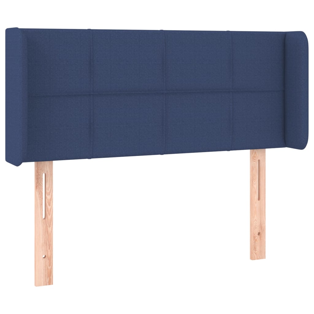 sengegavl med kanter 103x16x78/88 cm stof blå