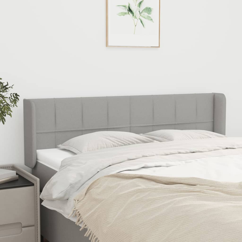 sengegavl med kanter 147x16x78/88 cm stof lysegrå