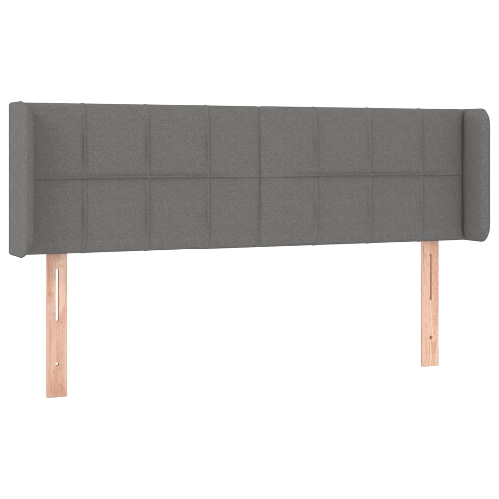 sengegavl med kanter 147x16x78/88 cm stof mørkegrå