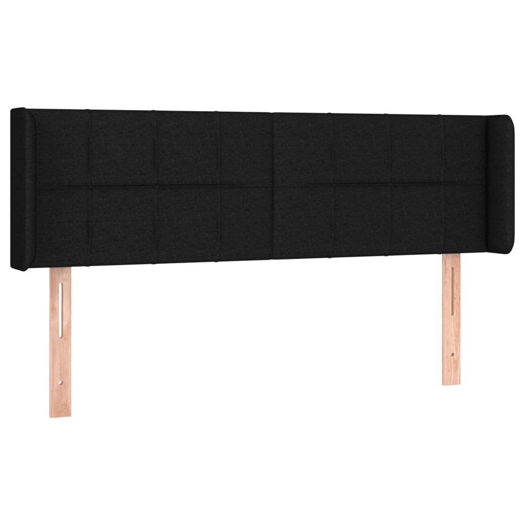 sengegavl med kanter 147x16x78/88 cm stof sort