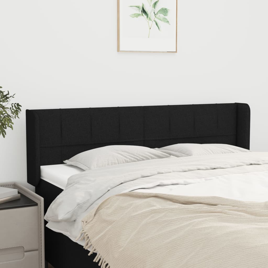 sengegavl med kanter 147x16x78/88 cm stof sort
