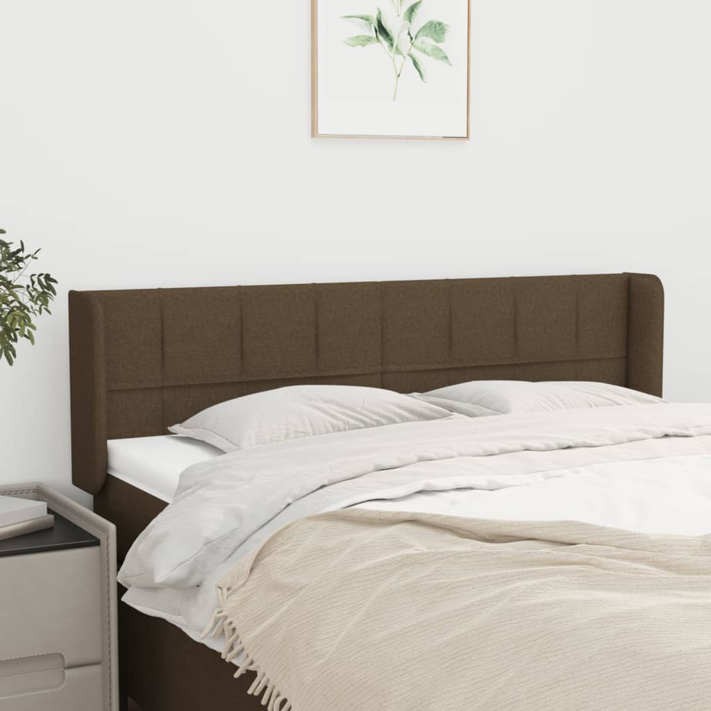 sengegavl med kanter 147x16x78/88 cm stof mørkebrun