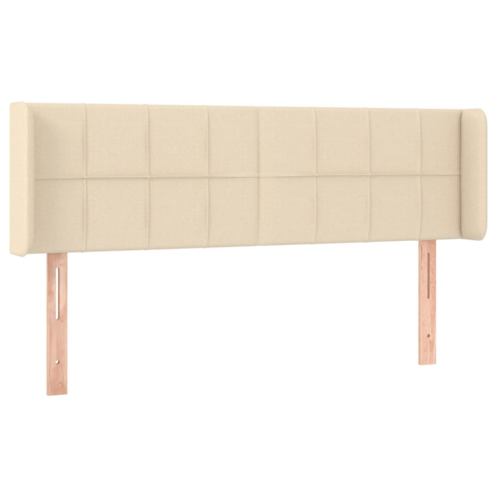 sengegavl med kanter 147x16x78/88 cm stof cremefarvet