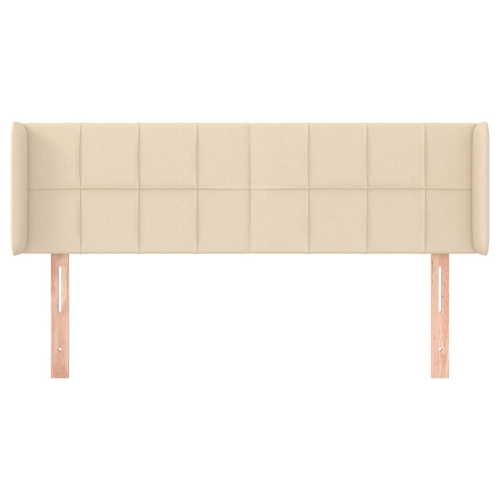 sengegavl med kanter 147x16x78/88 cm stof cremefarvet