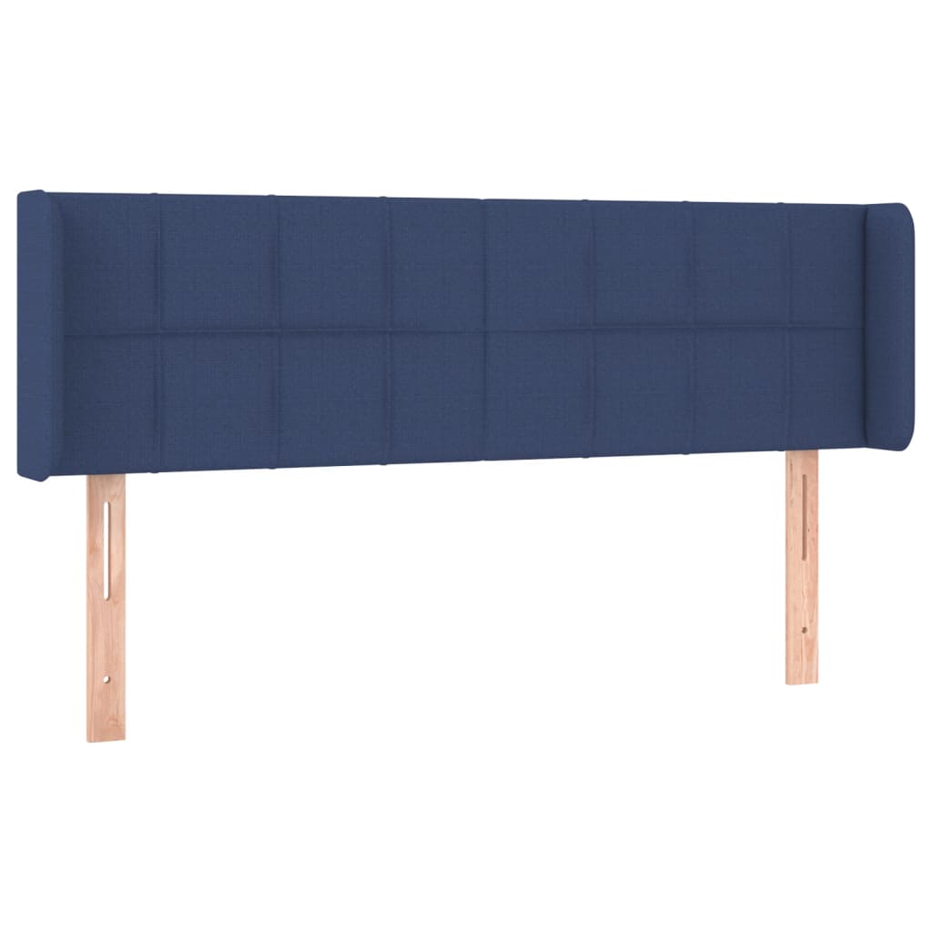 sengegavl med kanter 147x16x78/88 cm stof blå