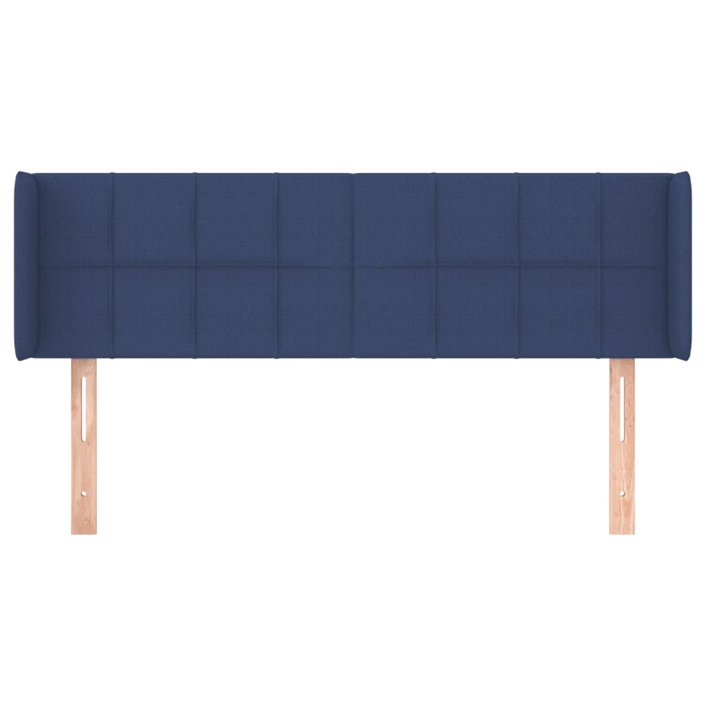 sengegavl med kanter 147x16x78/88 cm stof blå