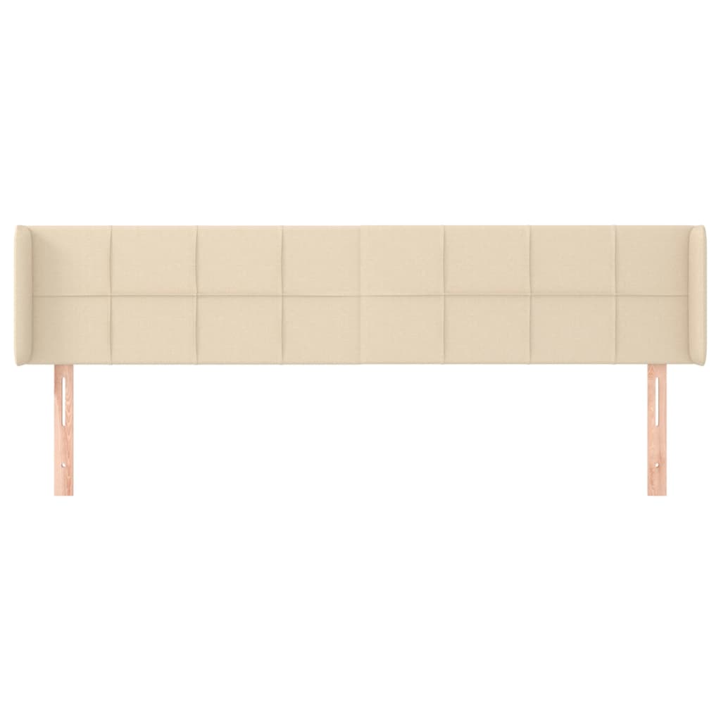 sengegavl med kanter 163x16x78/88 cm stof cremefarvet
