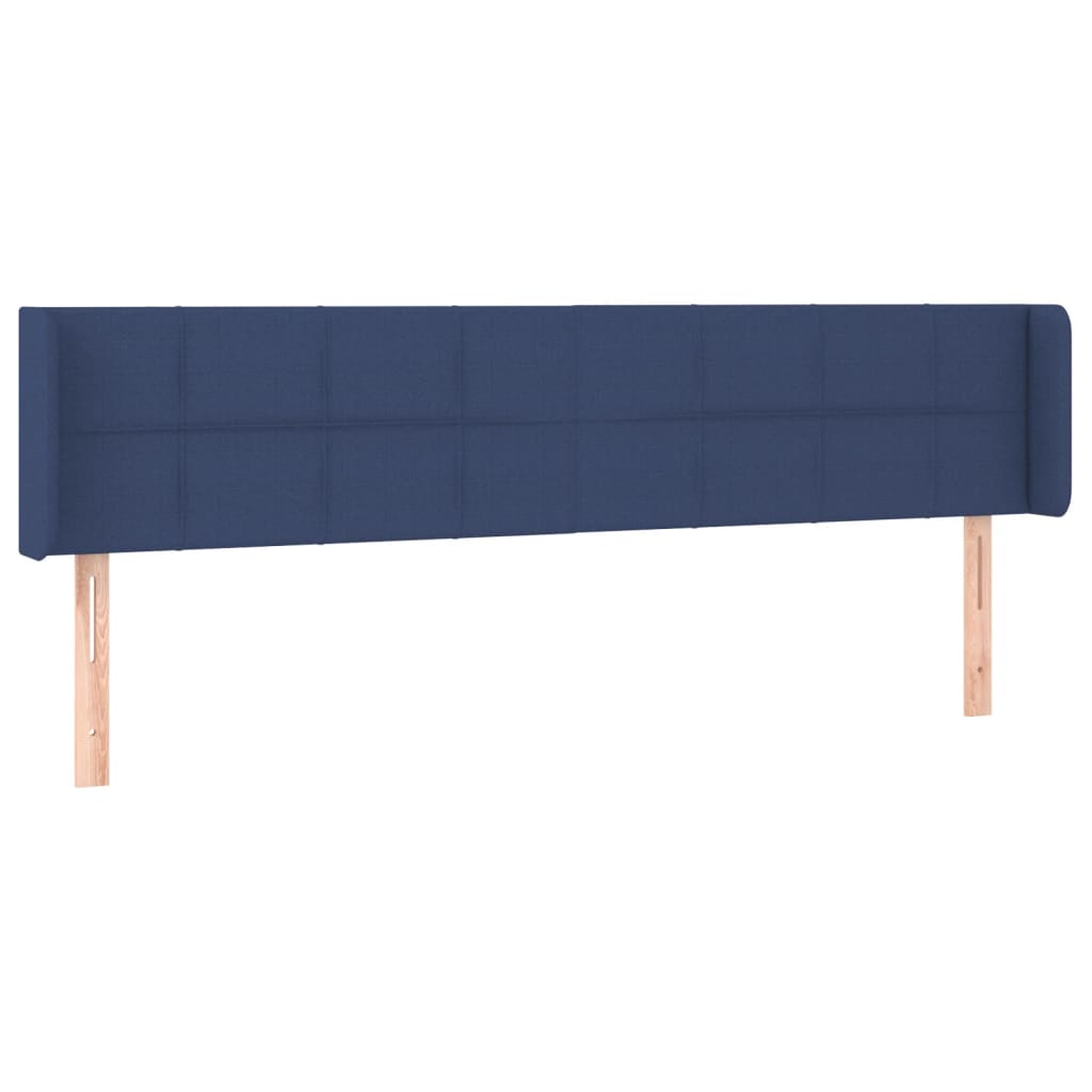 sengegavl med kanter 183x16x78/88 cm stof blå