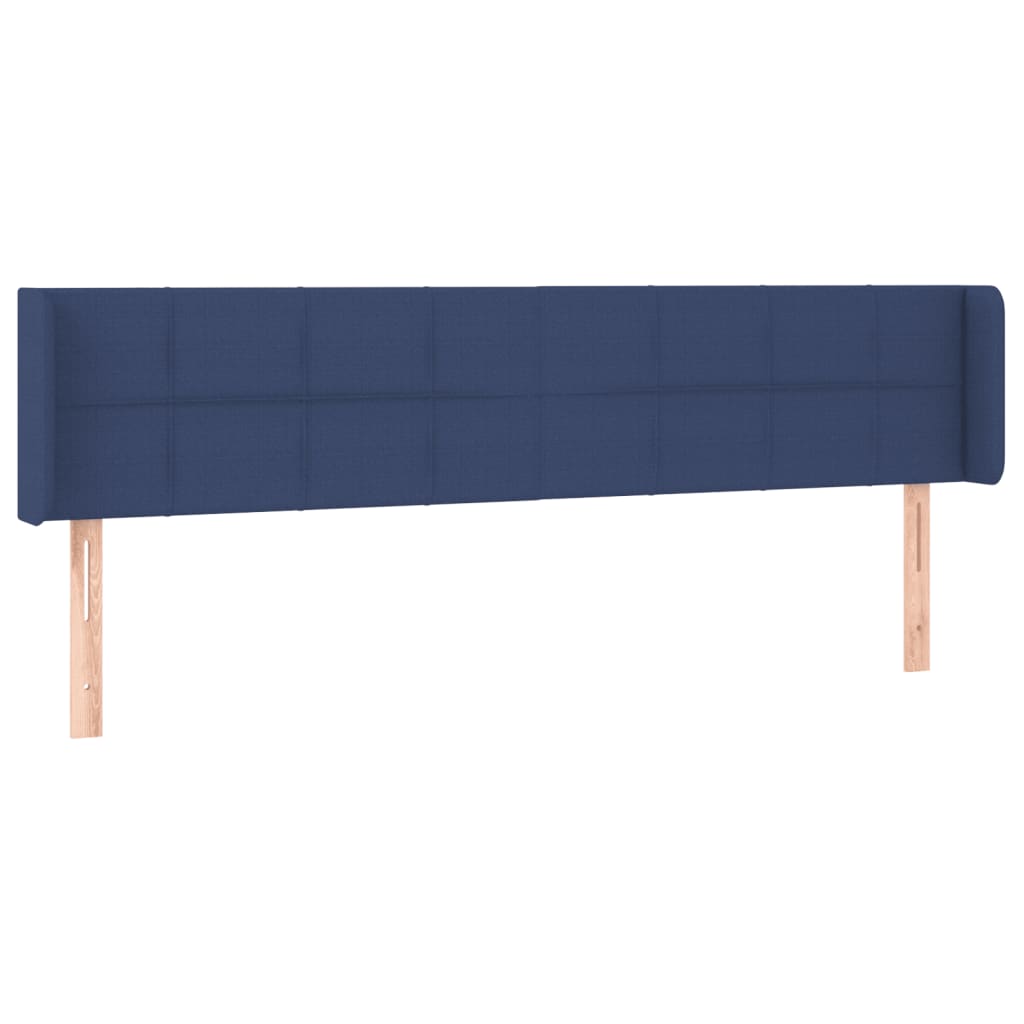 sengegavl med kanter 203x16x78/88 cm stof blå