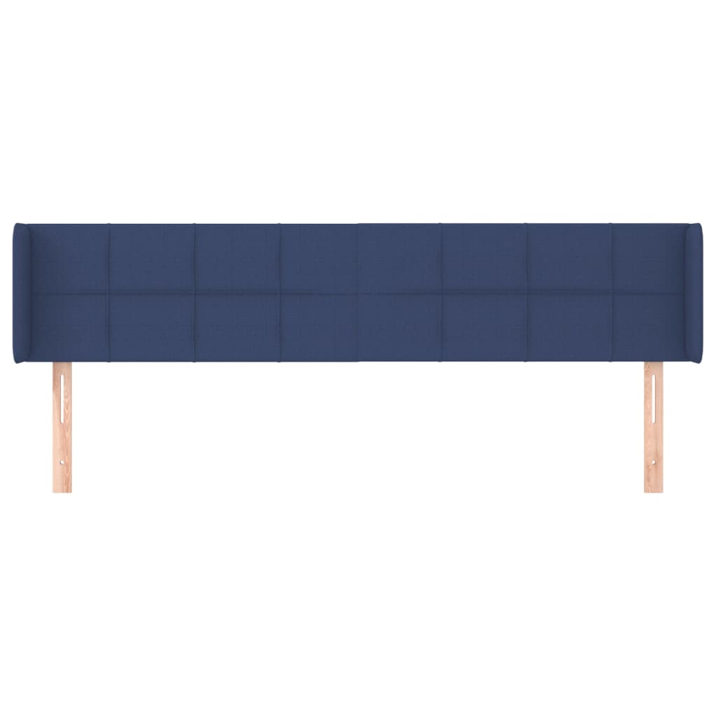 sengegavl med kanter 203x16x78/88 cm stof blå