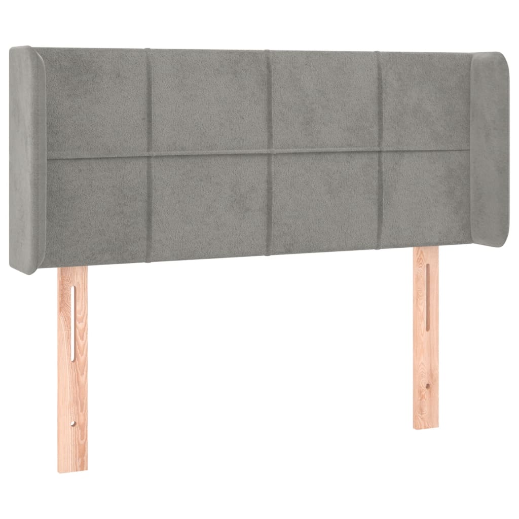 sengegavl med kanter 83x16x78/88 cm fløjl lysegrå