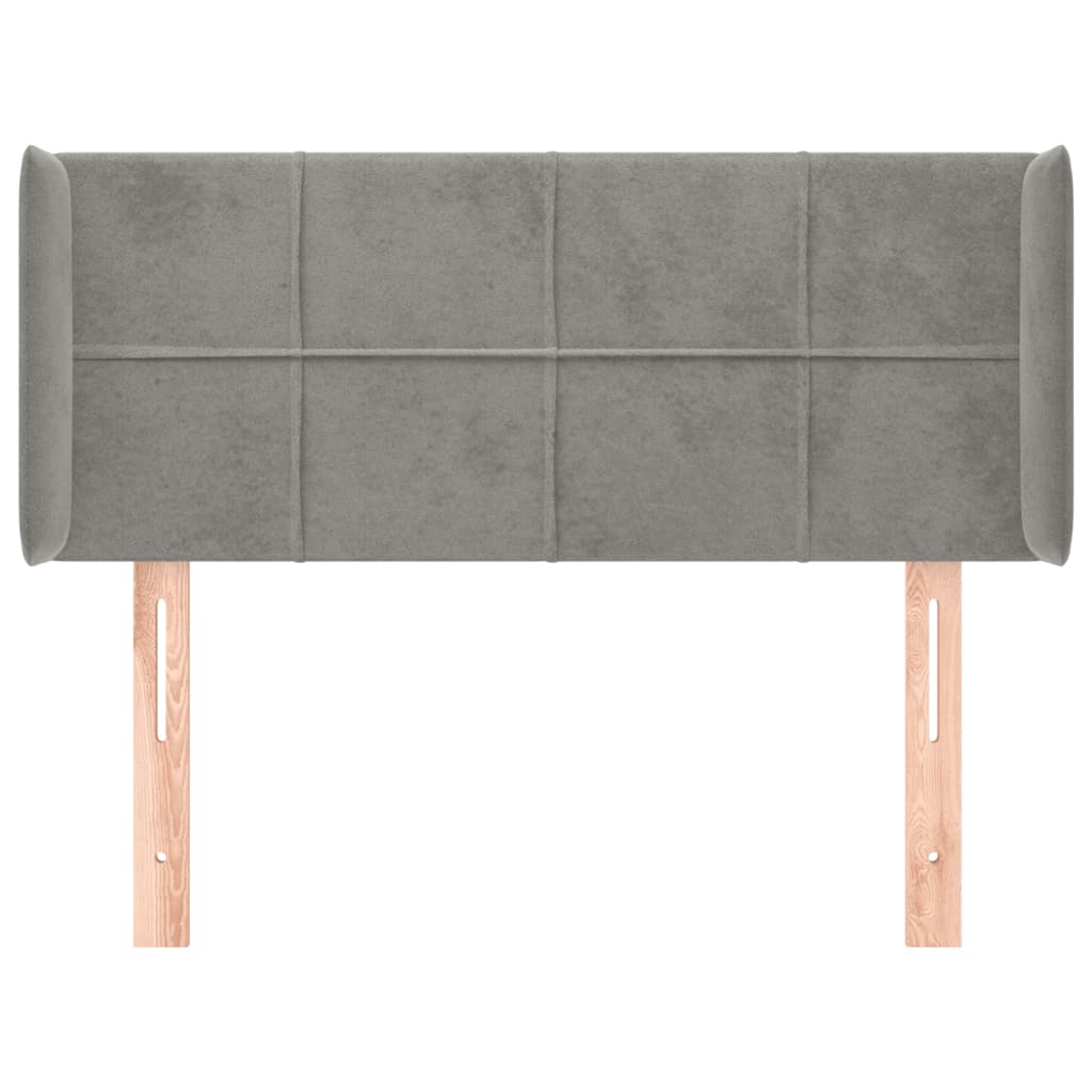 sengegavl med kanter 83x16x78/88 cm fløjl lysegrå