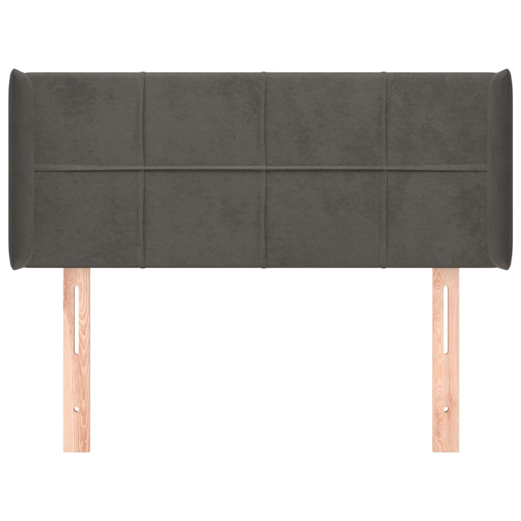 sengegavl med kanter 83x16x78/88 cm fløjl mørkegrå