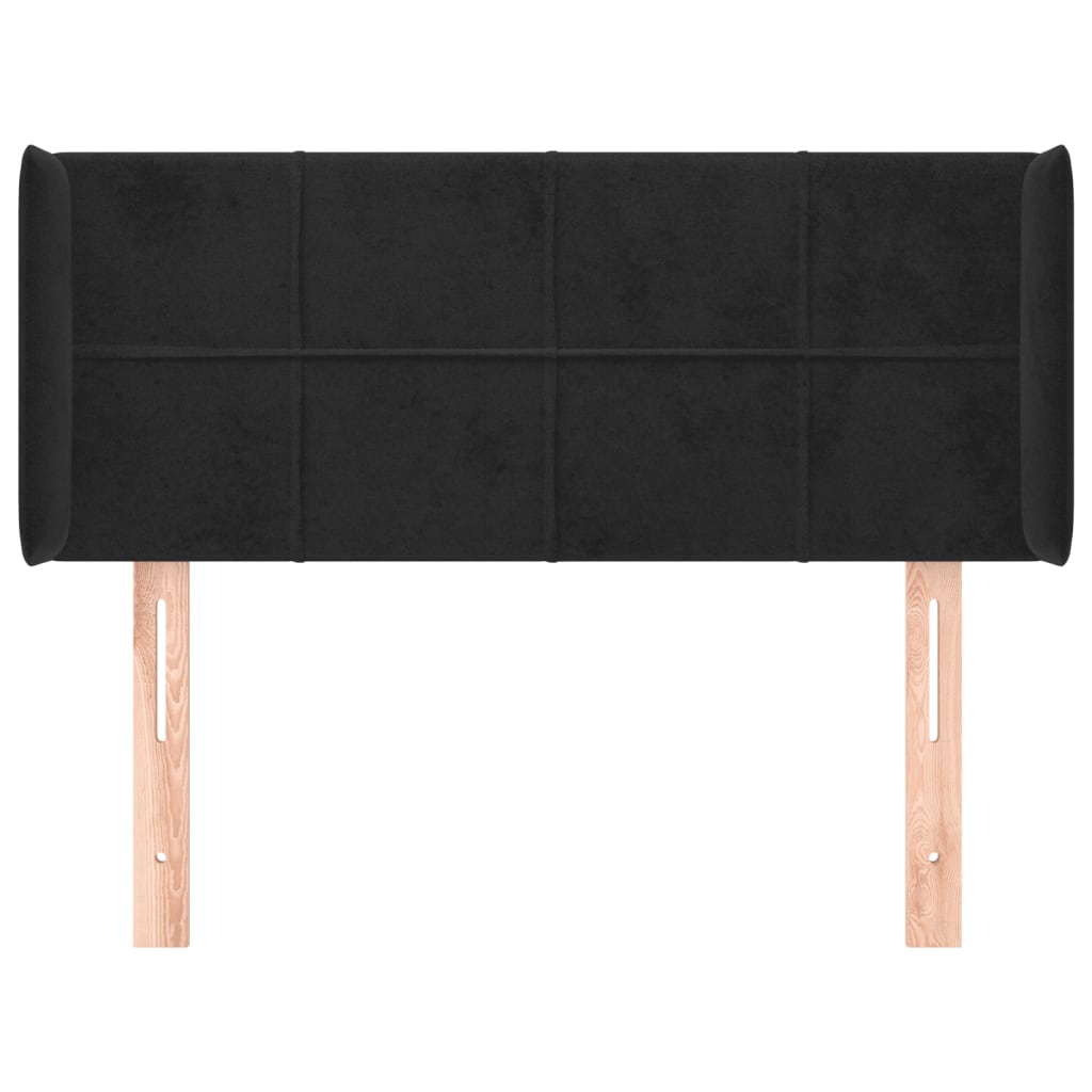 sengegavl med kanter 83x16x78/88 cm fløjl sort