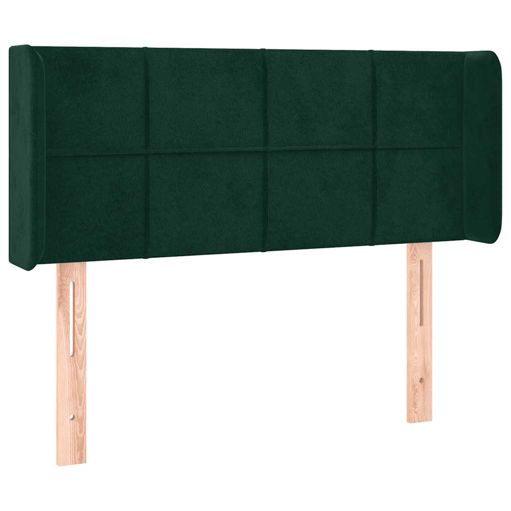 sengegavl med kanter 83x16x78/88 cm fløjl mørkegrøn