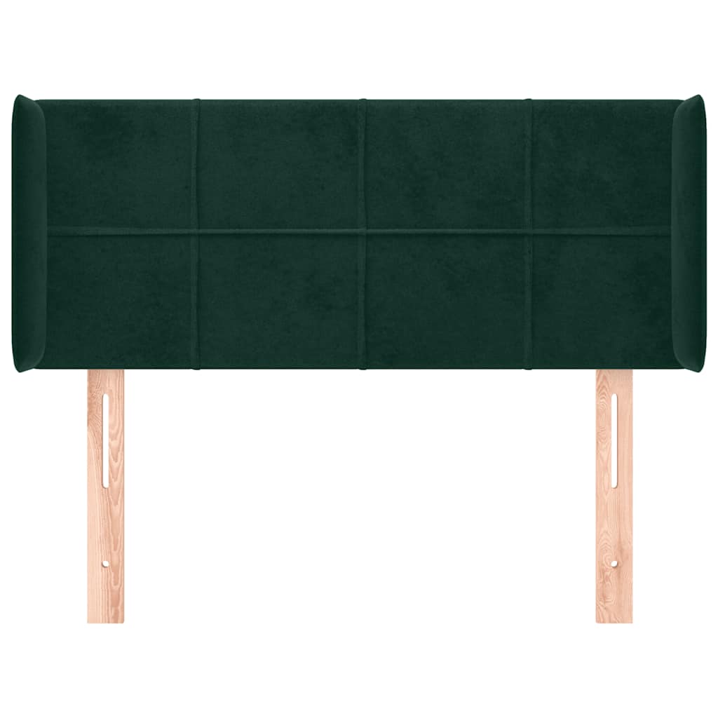 sengegavl med kanter 83x16x78/88 cm fløjl mørkegrøn