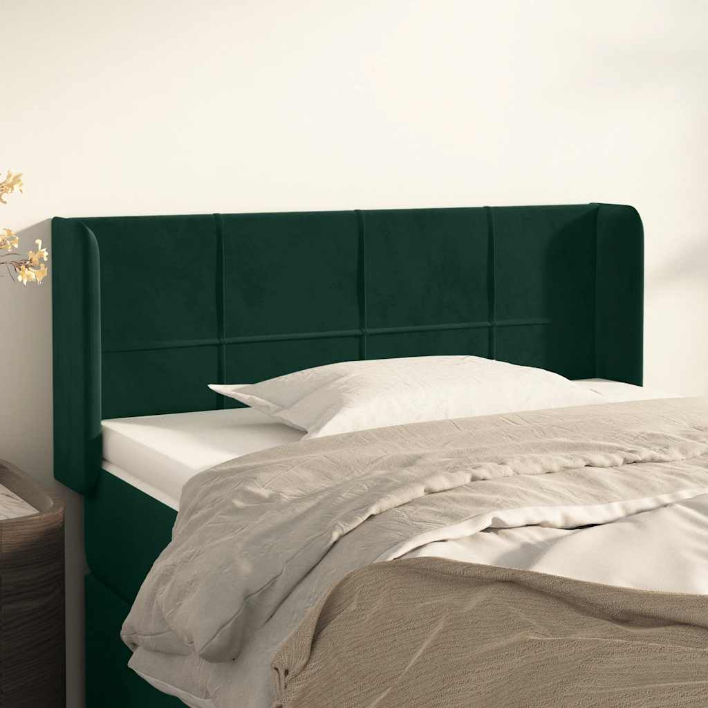 sengegavl med kanter 83x16x78/88 cm fløjl mørkegrøn