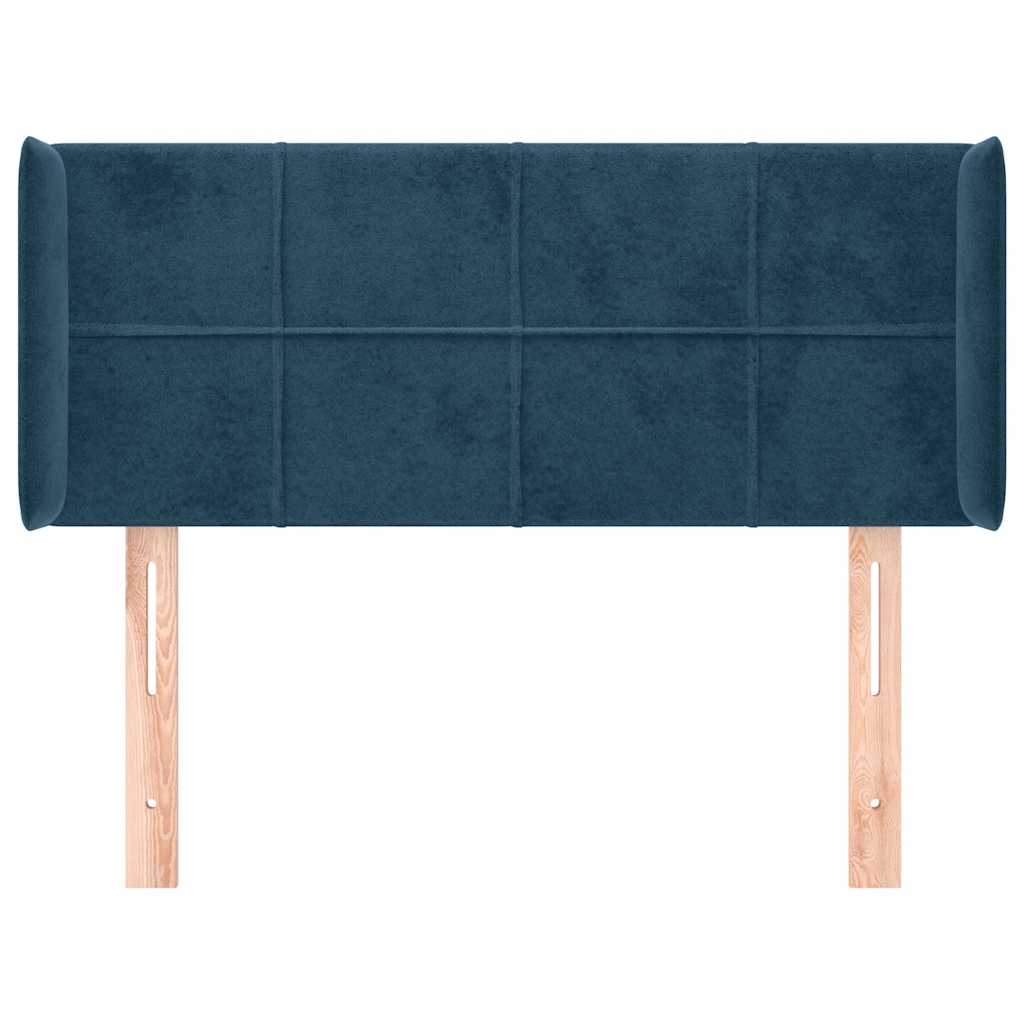 sengegavl med kanter 83x16x78/88 cm fløjl mørkeblå
