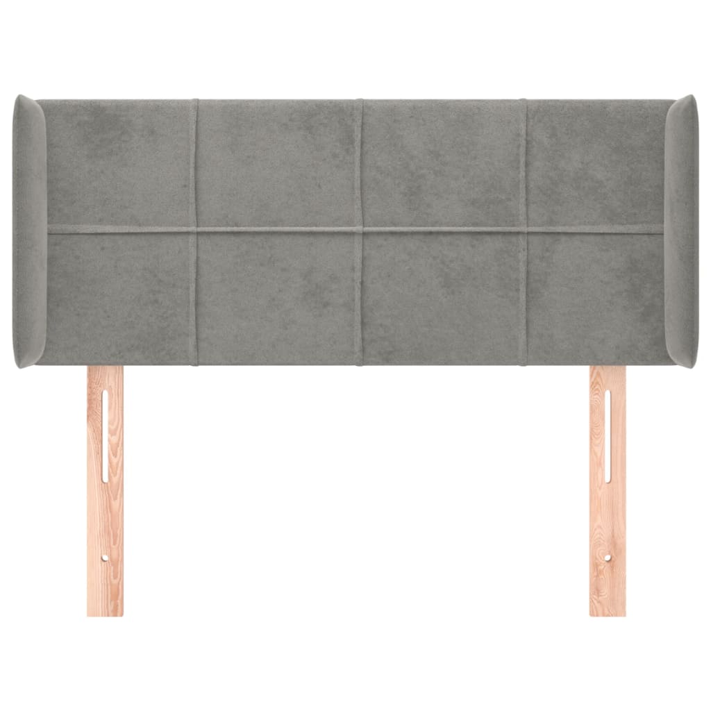 sengegavl med kanter 93x16x78/88 cm fløjl lysegrå