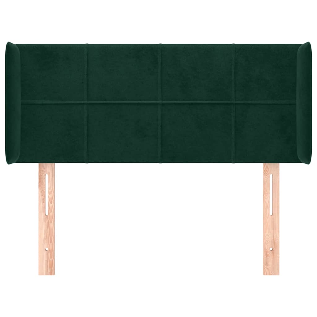 sengegavl med kanter 93x16x78/88 cm fløjl mørkegrøn