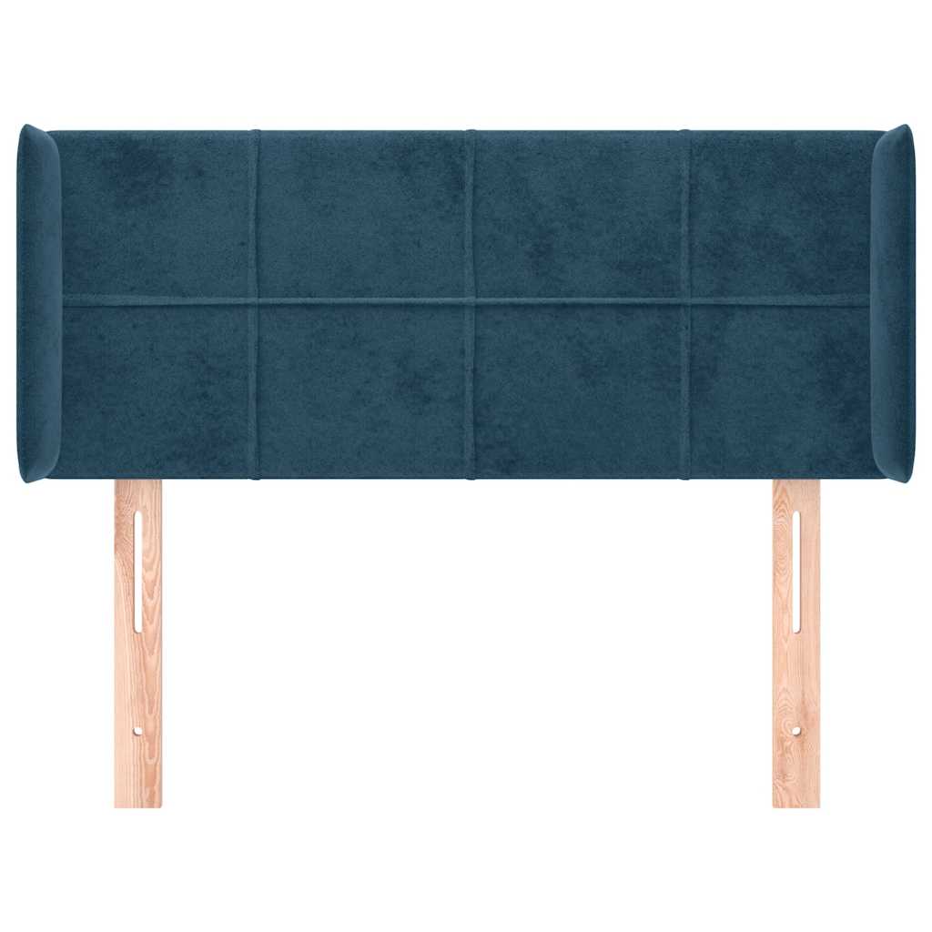 sengegavl med kanter 93x16x78/88 cm fløjl mørkeblå