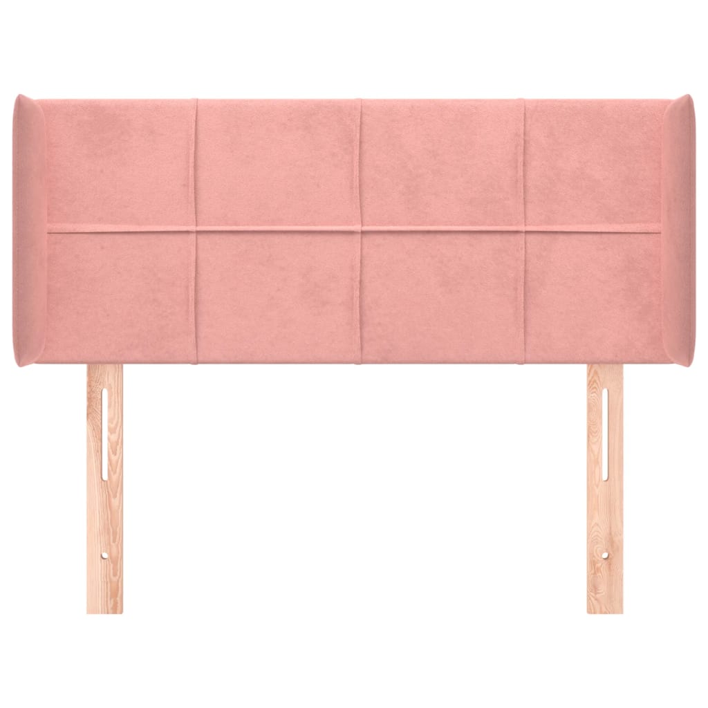 sengegavl med kanter 93x16x78/88 cm fløjl lyserød