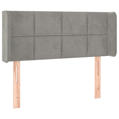 sengegavl med kanter 103x16x78/88 cm fløjl lysegrå