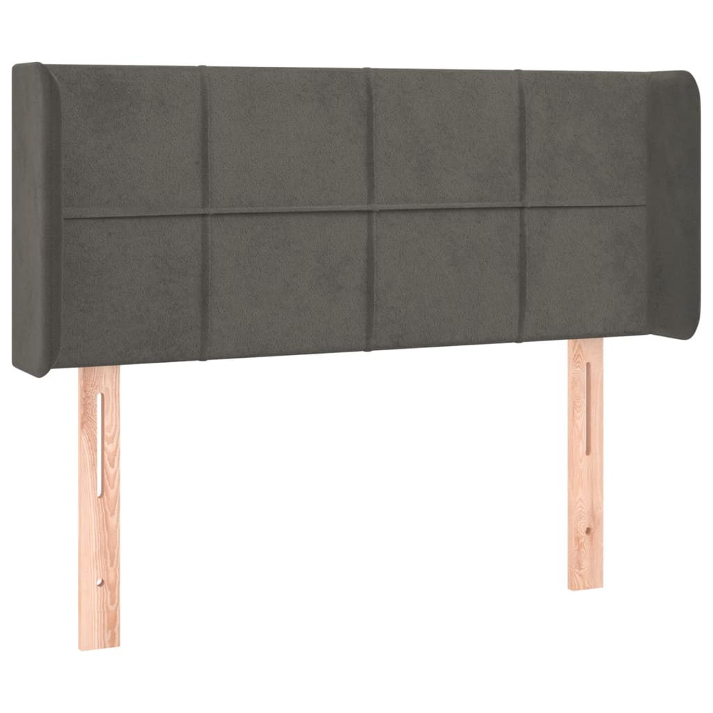 sengegavl med kanter 103x16x78/88 cm fløjl mørkegrå