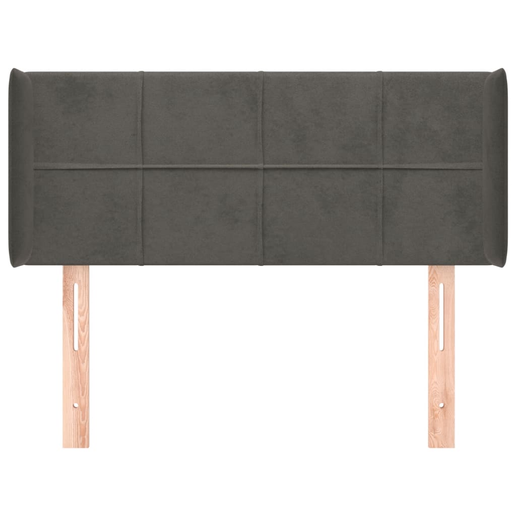 sengegavl med kanter 103x16x78/88 cm fløjl mørkegrå