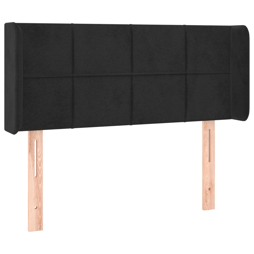 sengegavl med kanter 103x16x78/88 cm fløjl sort