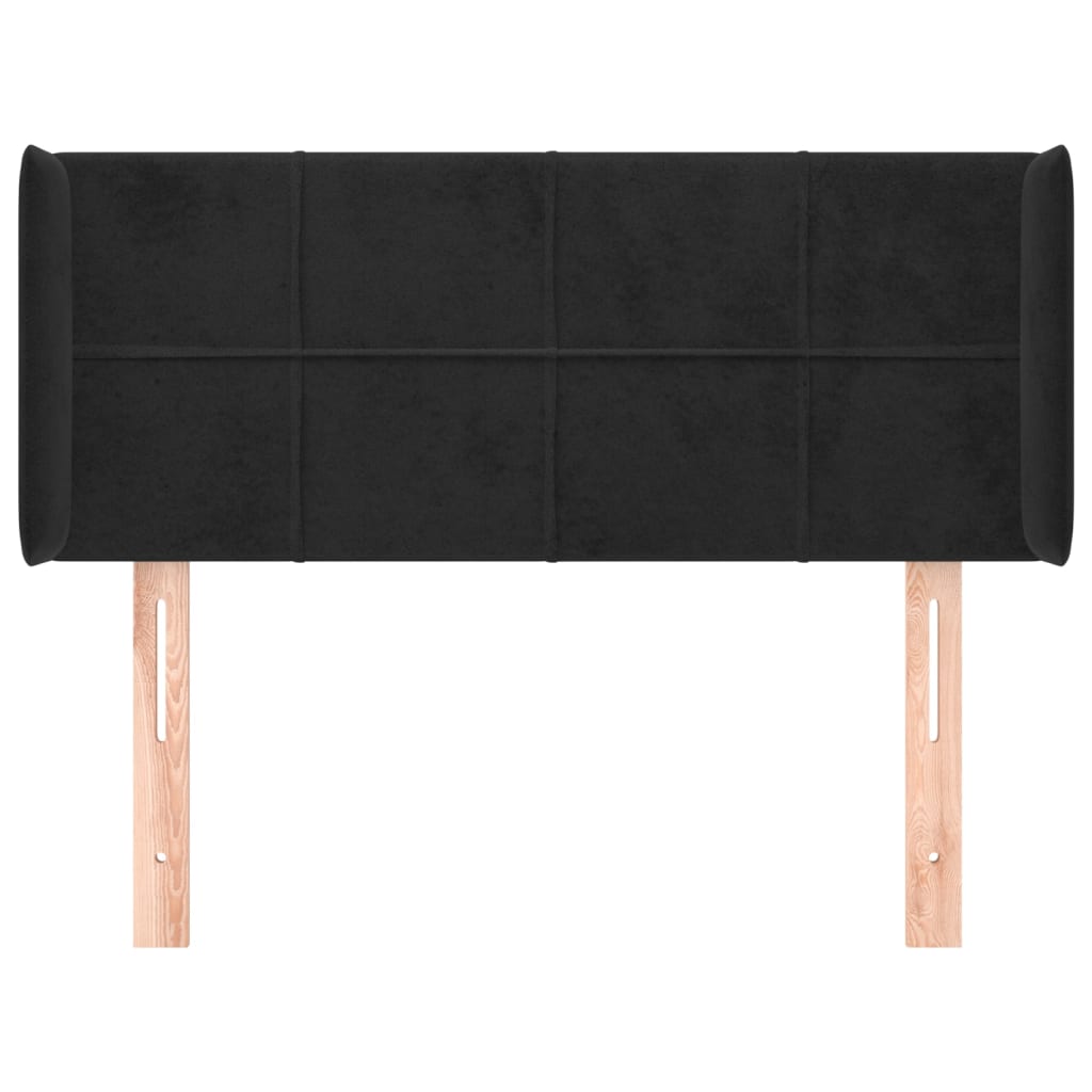sengegavl med kanter 103x16x78/88 cm fløjl sort