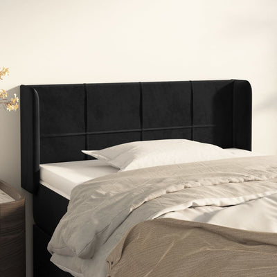 sengegavl med kanter 103x16x78/88 cm fløjl sort