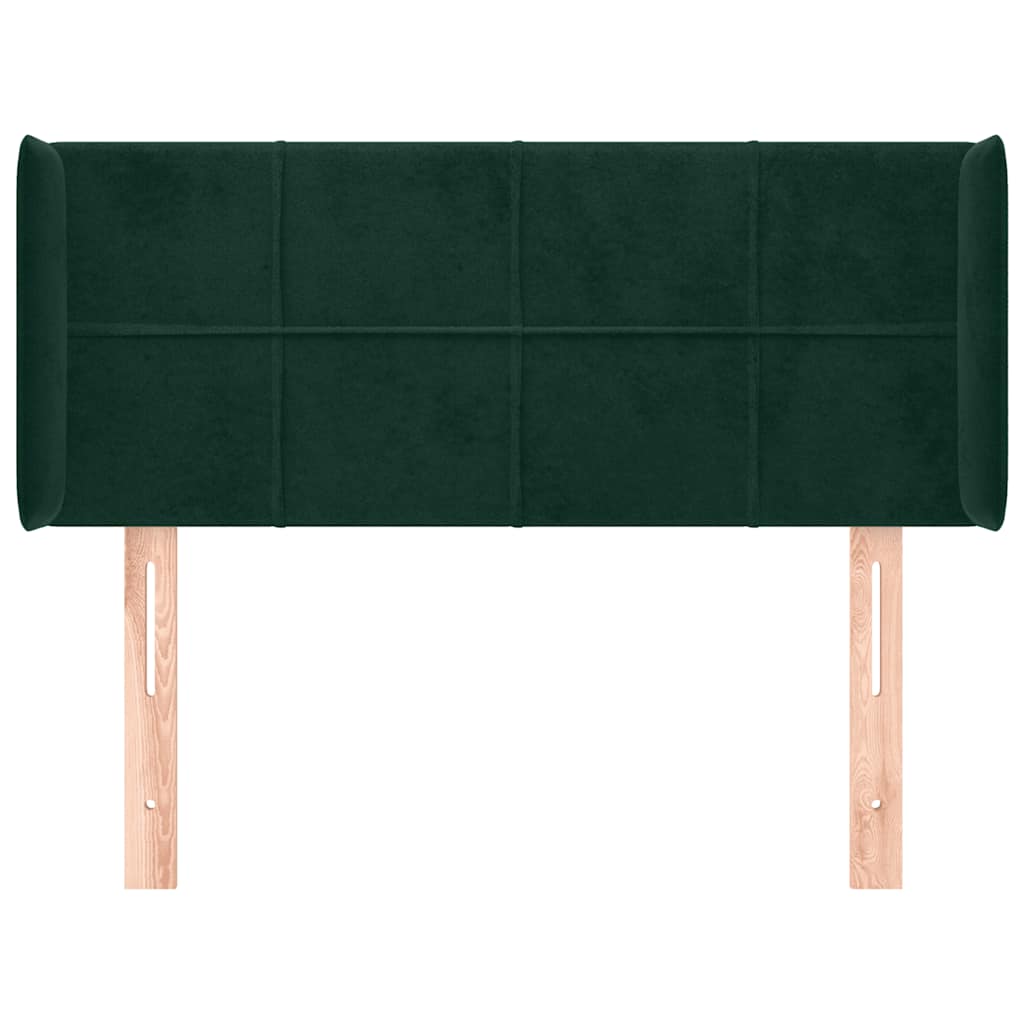 sengegavl med kanter 103x16x78/88 cm fløjl mørkegrøn