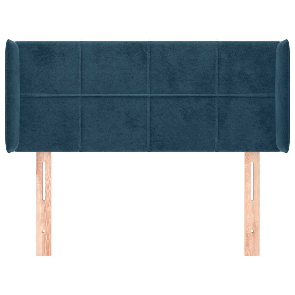 sengegavl med kanter 103x16x78/88 cm fløjl mørkeblå