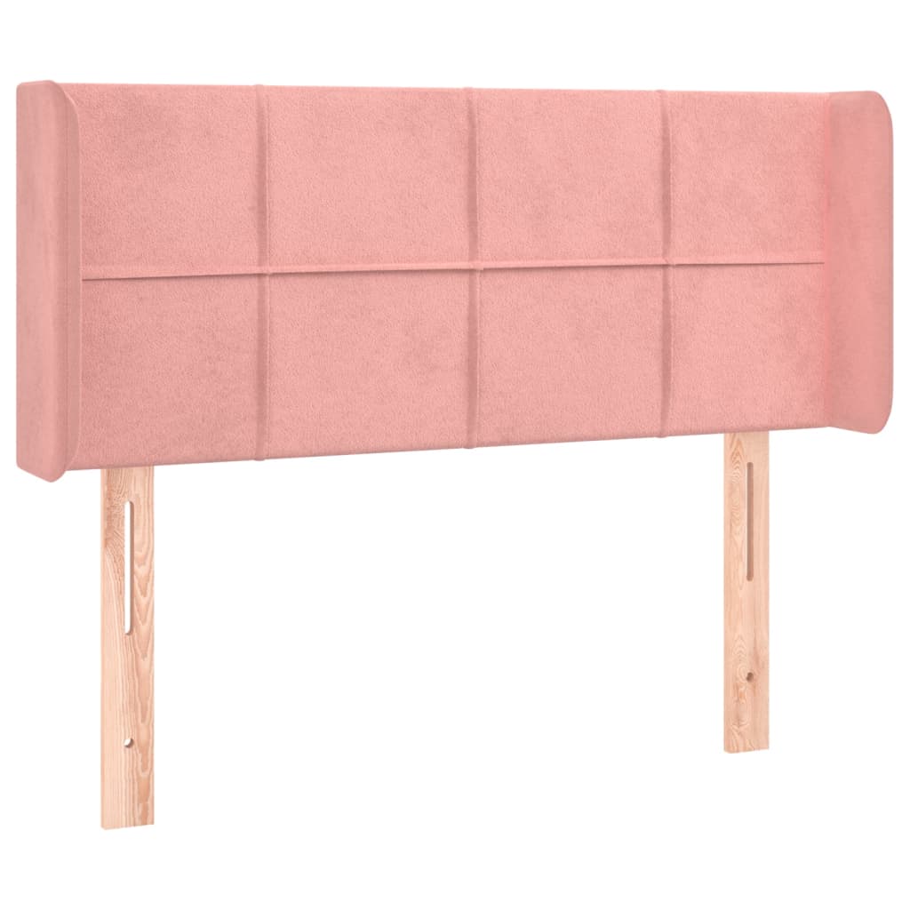 sengegavl med kanter 103x16x78/88 cm fløjl lyserød