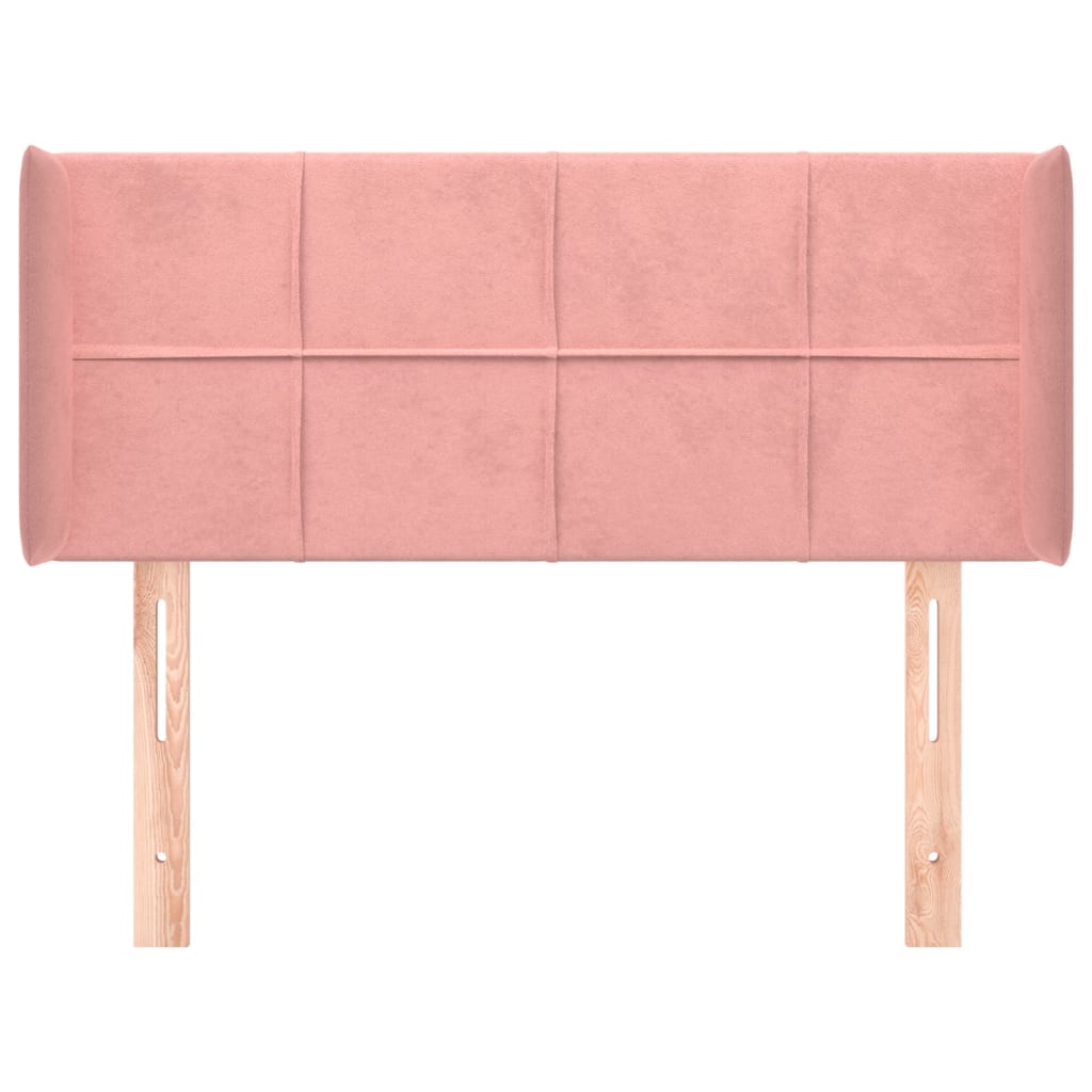 sengegavl med kanter 103x16x78/88 cm fløjl lyserød
