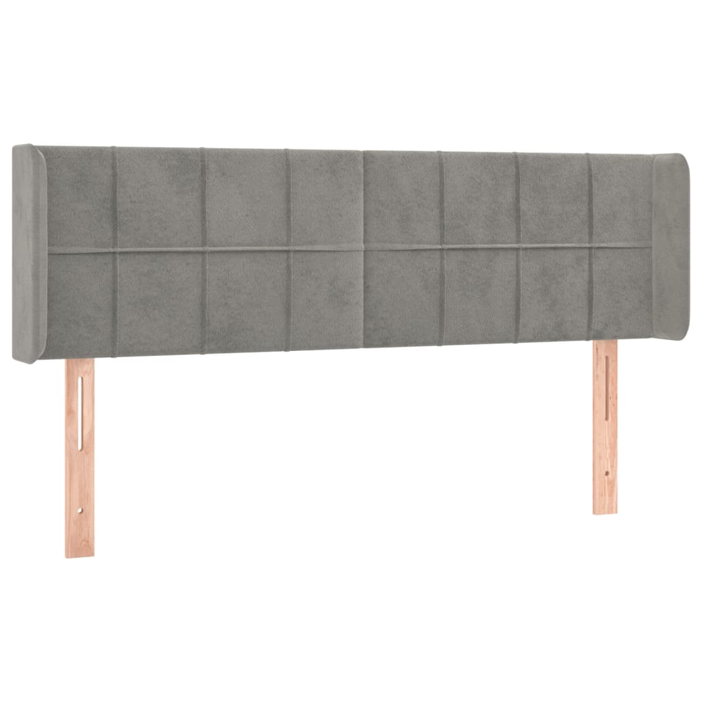 sengegavl med kanter 147x16x78/88 cm fløjl lysegrå