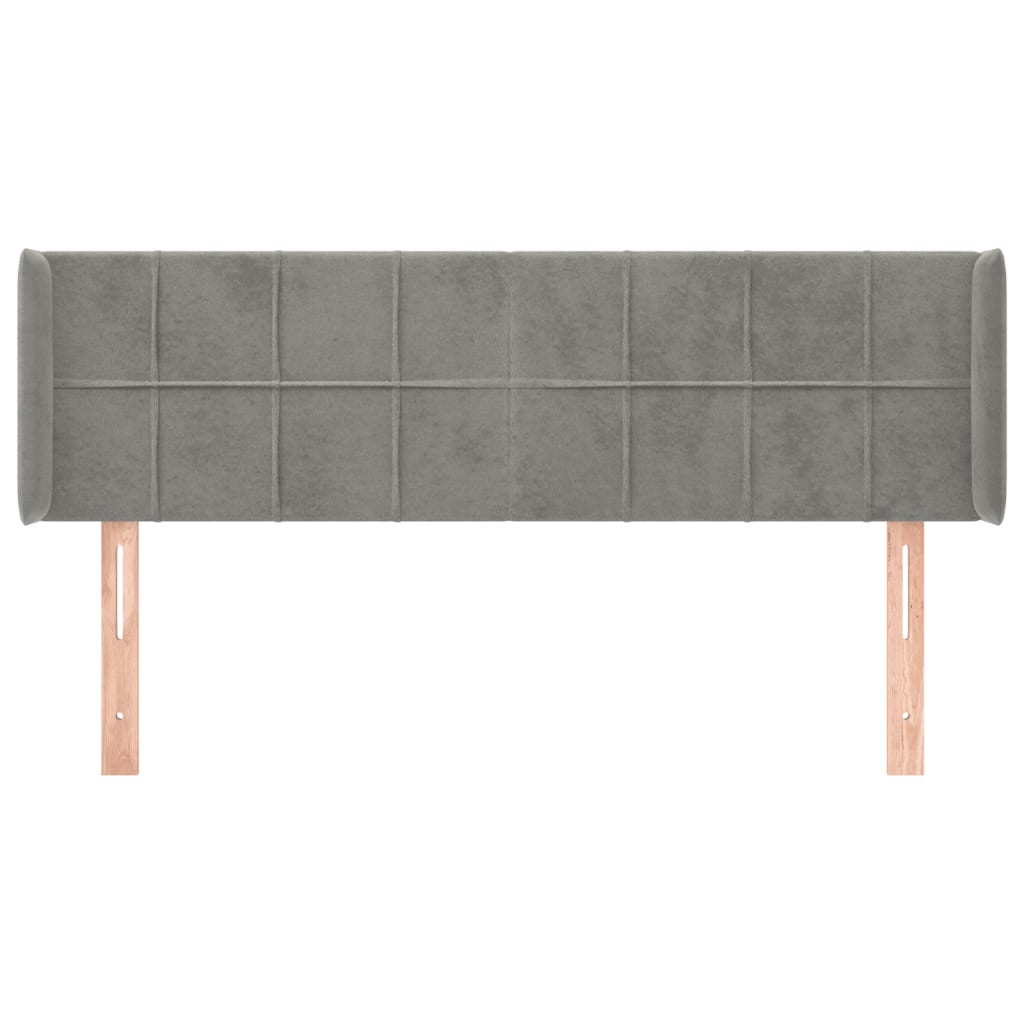 sengegavl med kanter 147x16x78/88 cm fløjl lysegrå